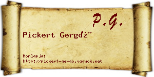 Pickert Gergő névjegykártya